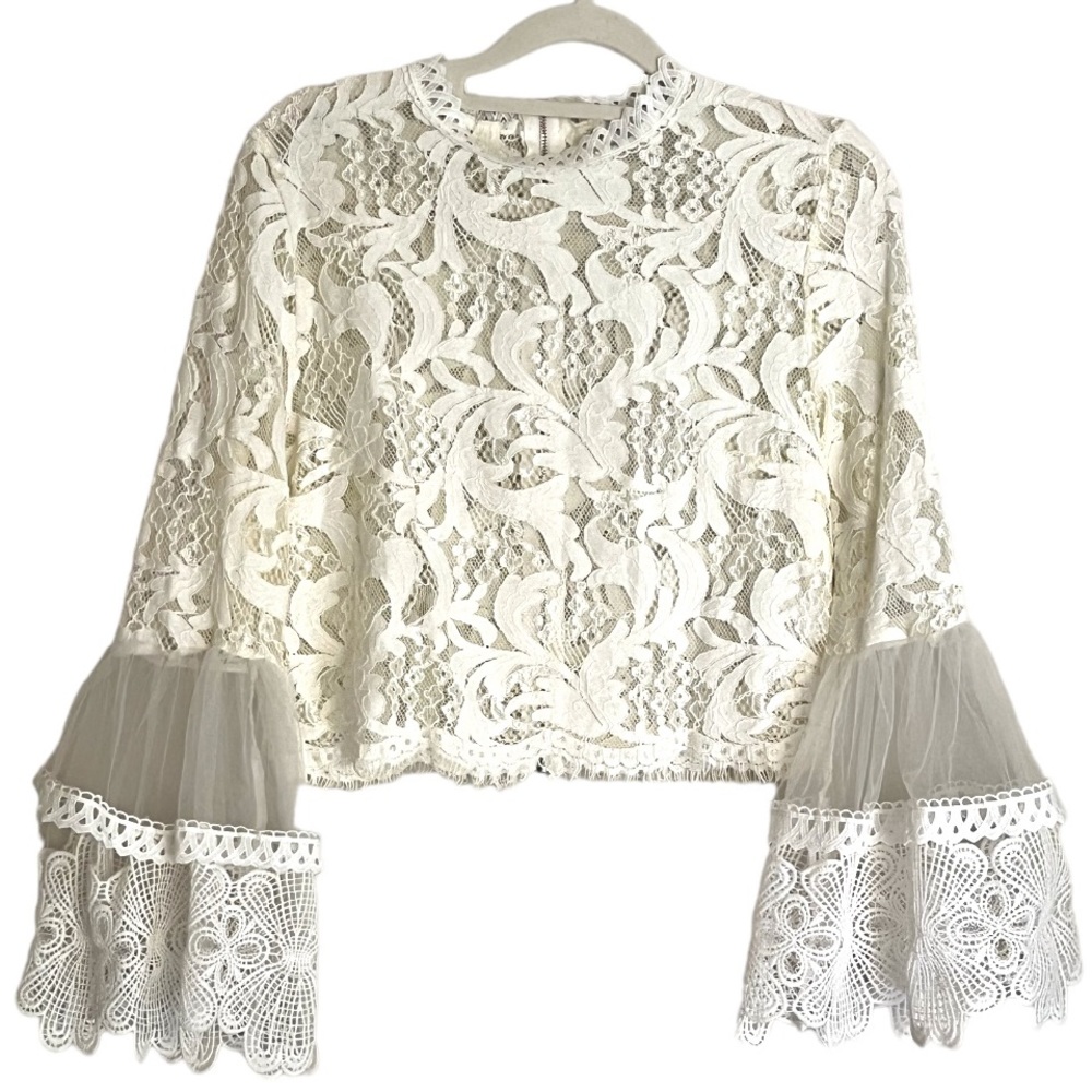 EUC | Mango | Lace and Crochet Crop Top | Size Large